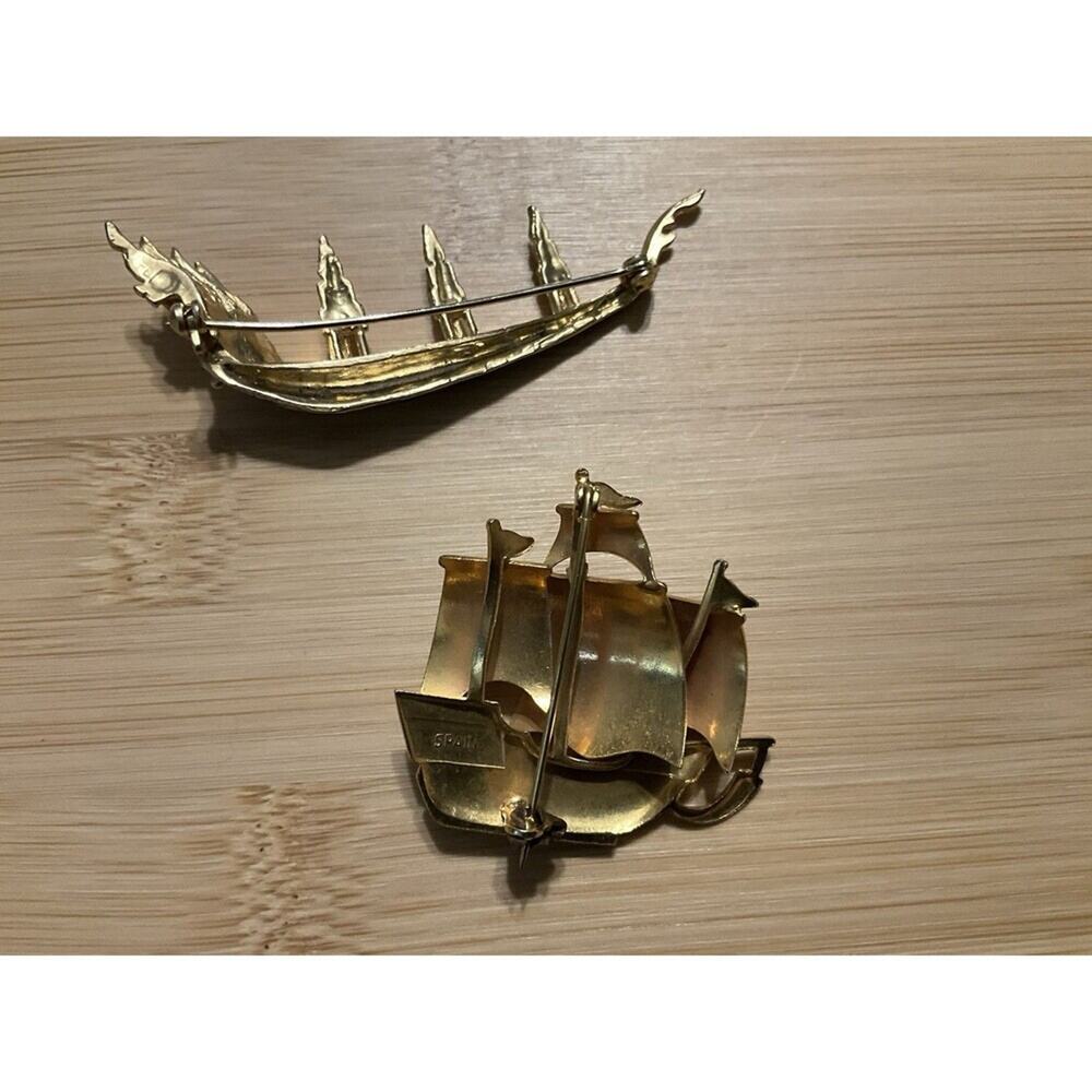Damascene 2 Ships Brooch’s. Both EUC - Picture 2 of 3